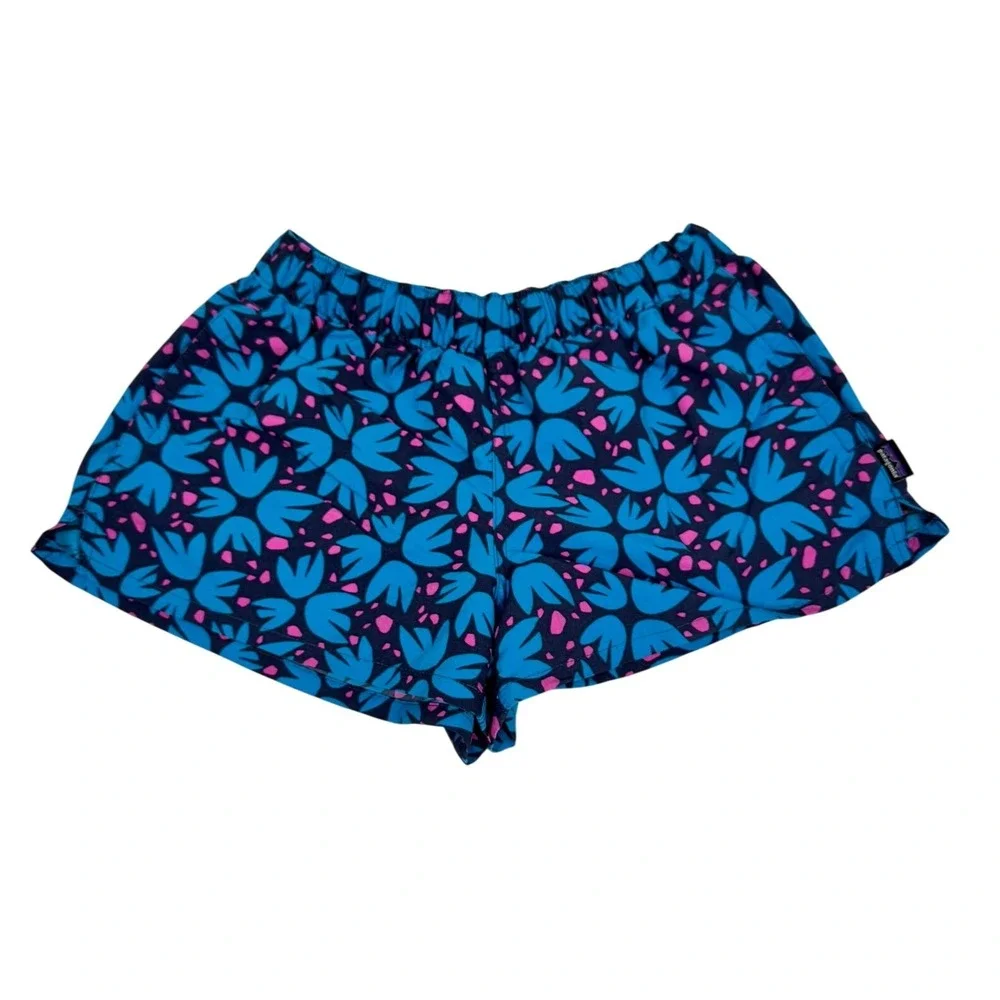 Patagonia Barely Baggies Shorts Womens XS Blue Pink Tropical Floral Print